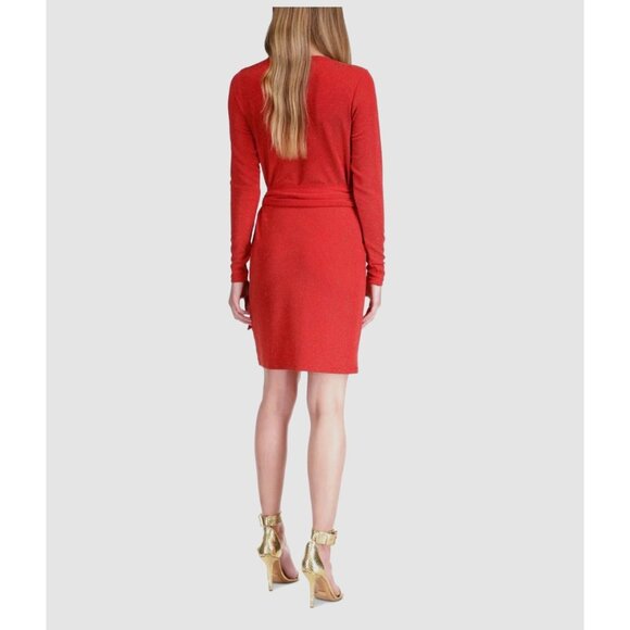 Michael Kors Red Gold Metallic Knit Stretch Dress w/Sash Tie Size XXL 2X 20 Plus - Picture 8 of 11